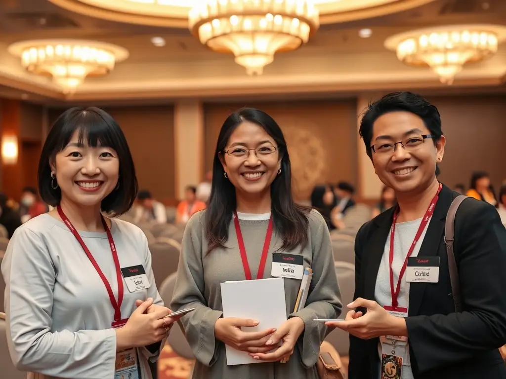 A photo of CSA's multilingual coordinators assisting participants at a spiritual conference, showcasing their dedication and expertise.