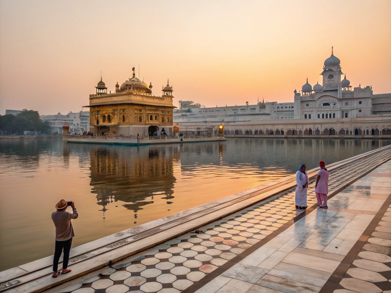 Golden Temple dome reflected in the calm waters of the sacred sarovar pool in Amritsar