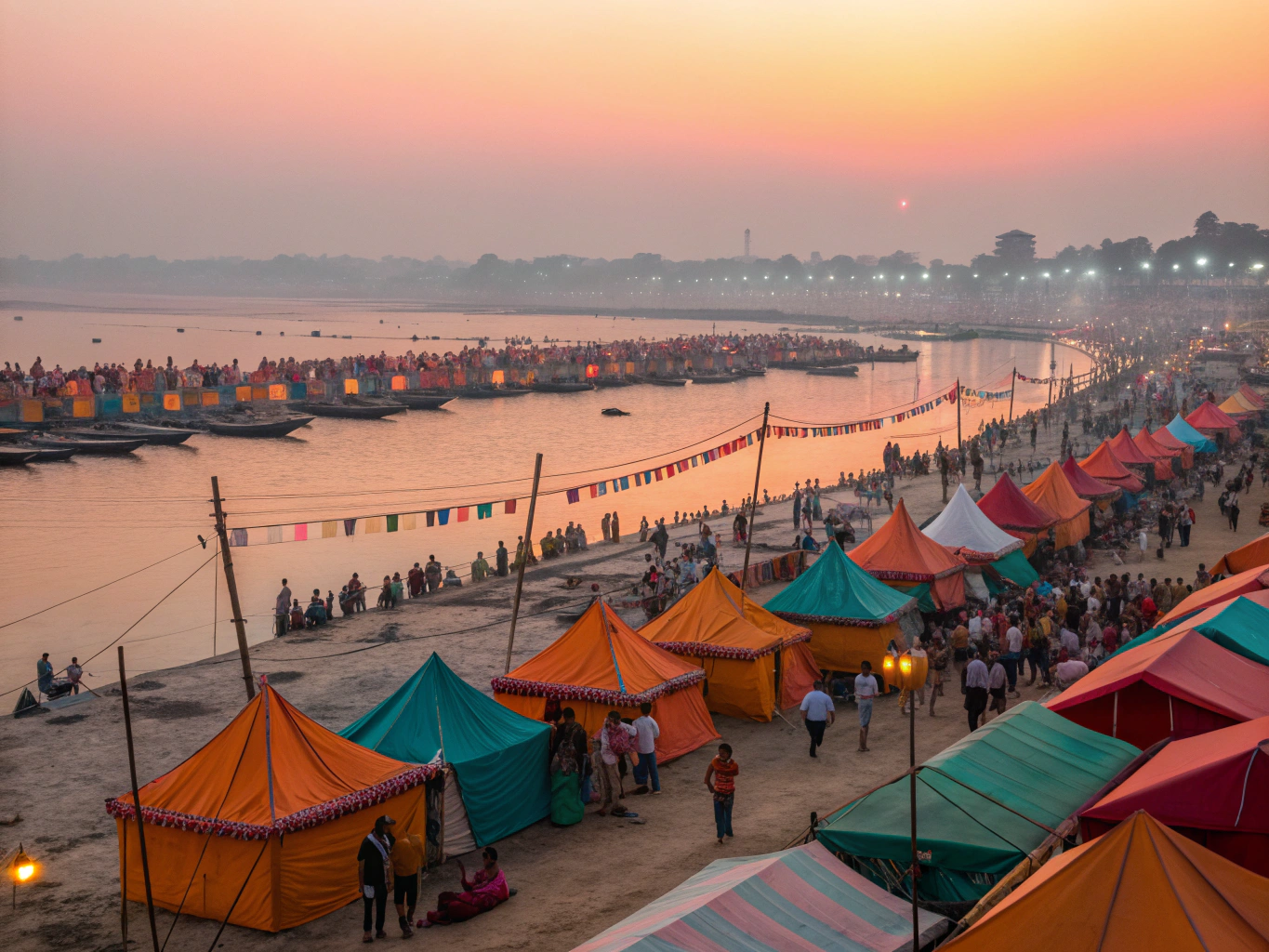 Morning meditation retreat overlooking the Ganges river in Rishikesh